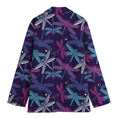 Trippy Dragonfly Pattern Print Women's Blazer
