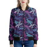 Trippy Dragonfly Pattern Print Women's Bomber Jacket