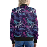 Trippy Dragonfly Pattern Print Women's Bomber Jacket