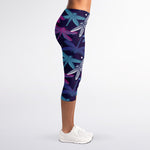 Trippy Dragonfly Pattern Print Women's Capri Leggings