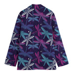 Trippy Dragonfly Pattern Print Women's Cotton Blazer