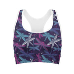 Trippy Dragonfly Pattern Print Women's Sports Bra