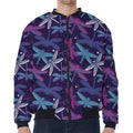 Trippy Dragonfly Pattern Print Zip Sleeve Bomber Jacket