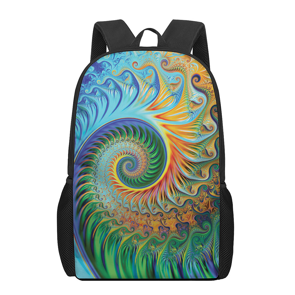 Trippy Fractal Print 17 Inch Backpack