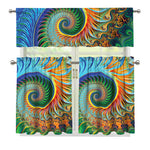 Trippy Fractal Print 3 Piece Kitchen Curtains