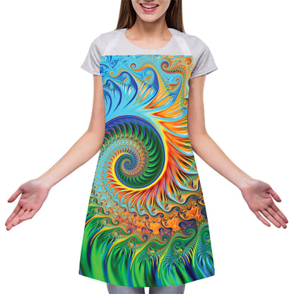 Trippy Fractal Print Adjustable Apron