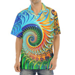 Trippy Fractal Print Aloha Shirt