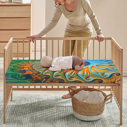 Trippy Fractal Print Baby Crib Sheet