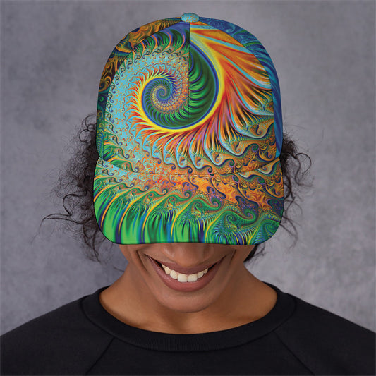 Trippy Fractal Print Baseball Cap