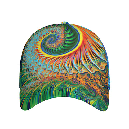 Trippy Fractal Print Baseball Cap