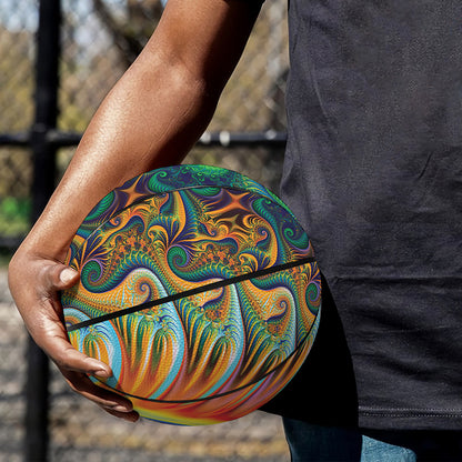 Trippy Fractal Print Basketball