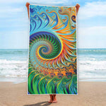 Trippy Fractal Print Beach Towel