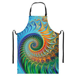 Trippy Fractal Print Bib Apron With Pocket