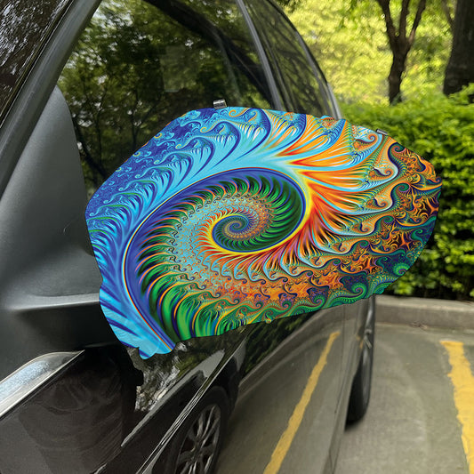 Trippy Fractal Print Car Side Mirror Covers