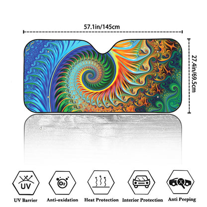 Trippy Fractal Print Car Windshield Sun Shade