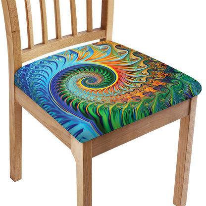 Trippy Fractal Print Chair Cushion Cover