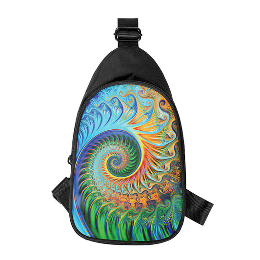 Trippy Fractal Print Chest Bag