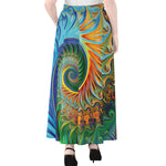 Trippy Fractal Print Chiffon Maxi Skirt