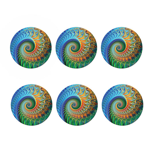 Trippy Fractal Print Coaster Set