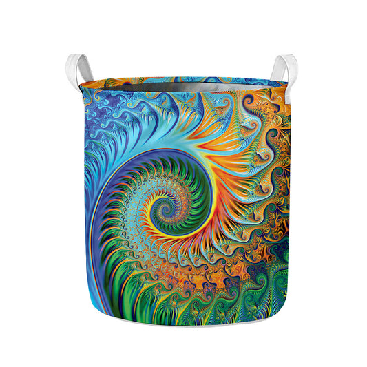 Trippy Fractal Print Collapsible Laundry Basket