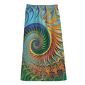 Trippy Fractal Print Cotton Front Slit Maxi Skirt