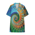 Trippy Fractal Print Cotton Hawaiian Shirt