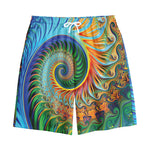 Trippy Fractal Print Cotton Shorts