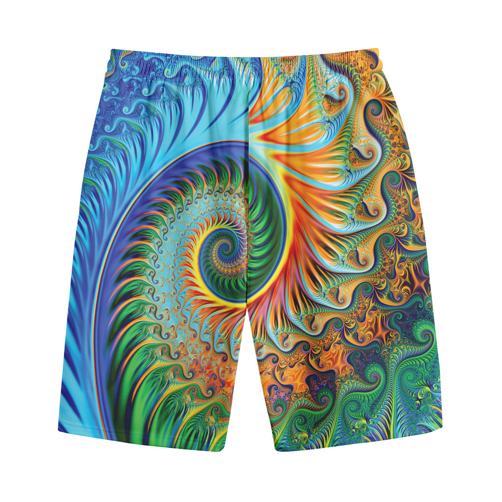 Trippy Fractal Print Cotton Shorts