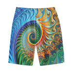 Trippy Fractal Print Cotton Shorts