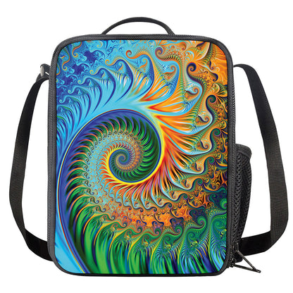 Trippy Fractal Print Crossbody Lunch Bag
