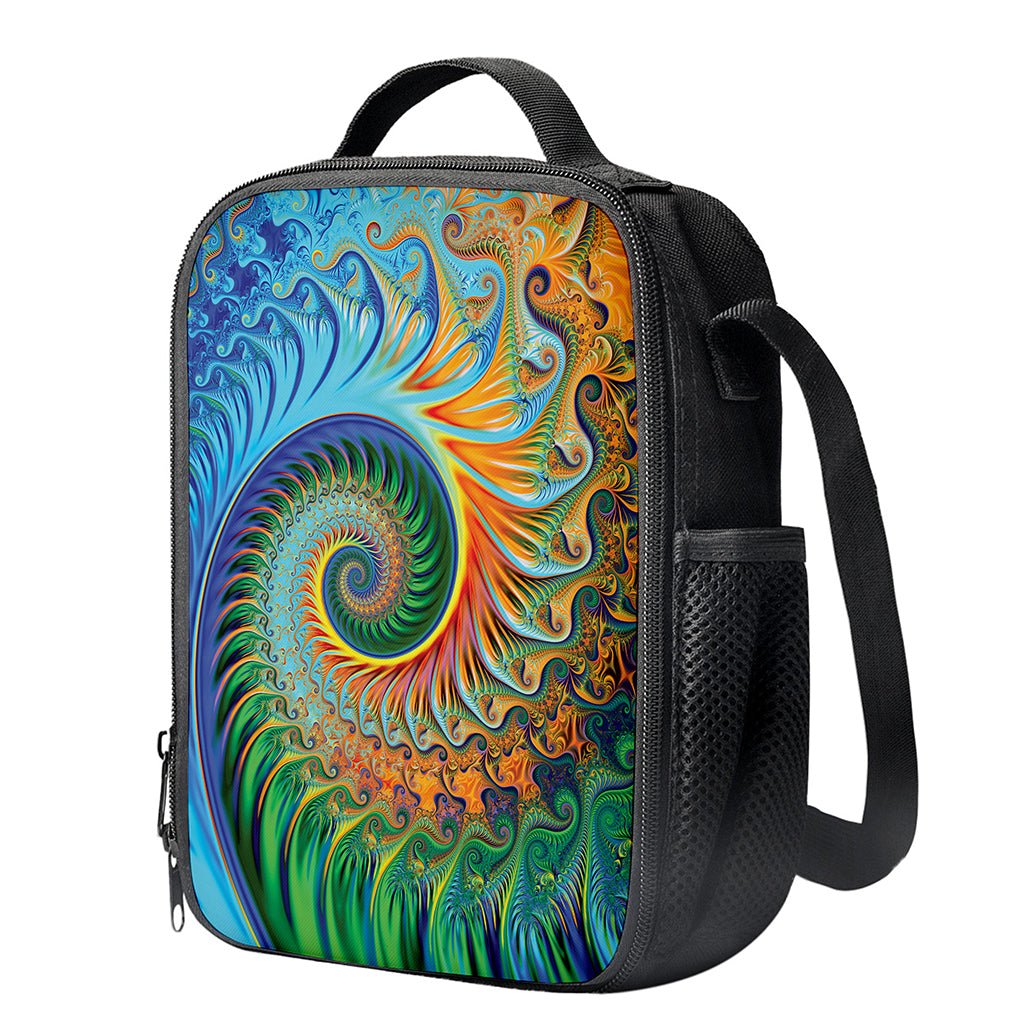 Trippy Fractal Print Crossbody Lunch Bag