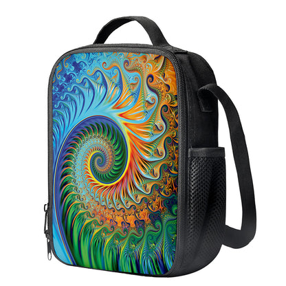 Trippy Fractal Print Crossbody Lunch Bag