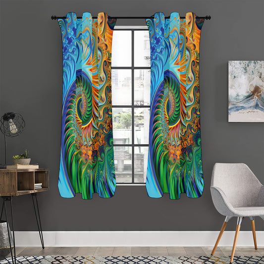 Trippy Fractal Print Curtain
