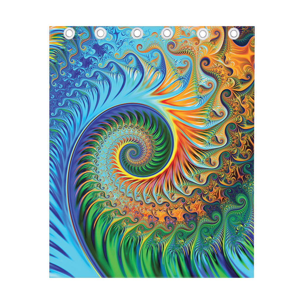Trippy Fractal Print Curtain