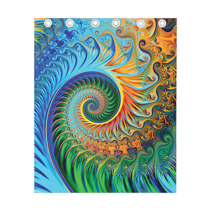 Trippy Fractal Print Curtain