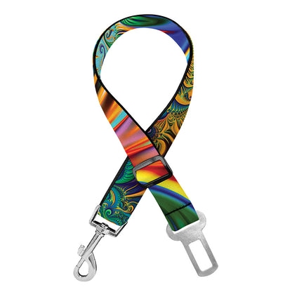 Trippy Fractal Print Dog Seat Belt