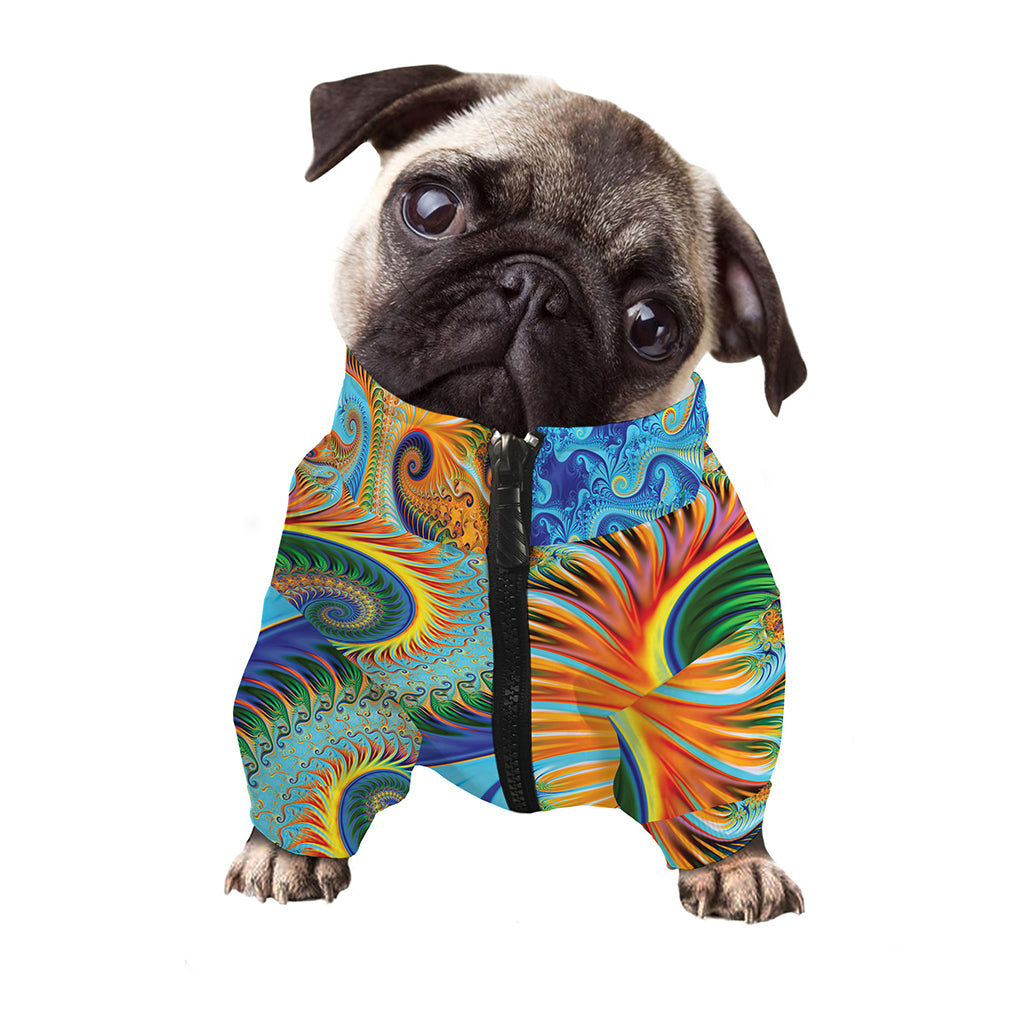 Trippy Fractal Print Dog Zip Up Jacket