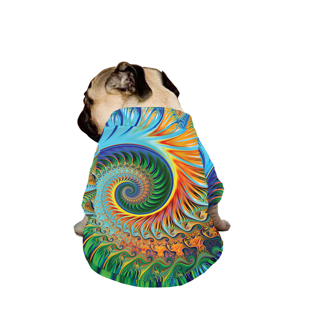Trippy Fractal Print Dog Zip Up Jacket