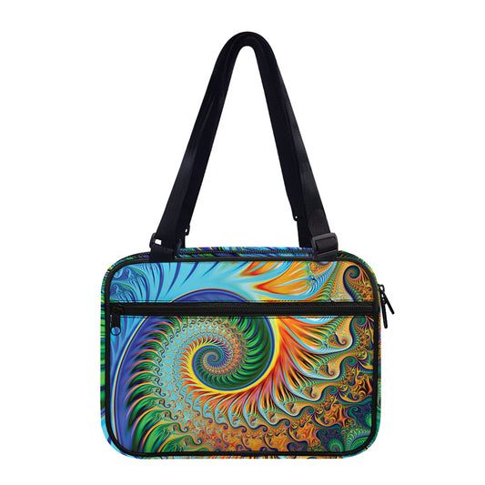 Trippy Fractal Print Double Strap Bible Bag