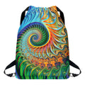 Trippy Fractal Print Drawstring Backpack
