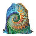 Trippy Fractal Print Drawstring Bag