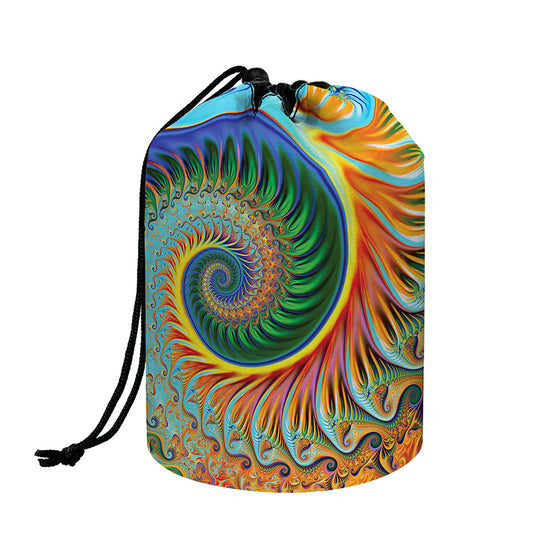 Trippy Fractal Print Drawstring Makeup Bag