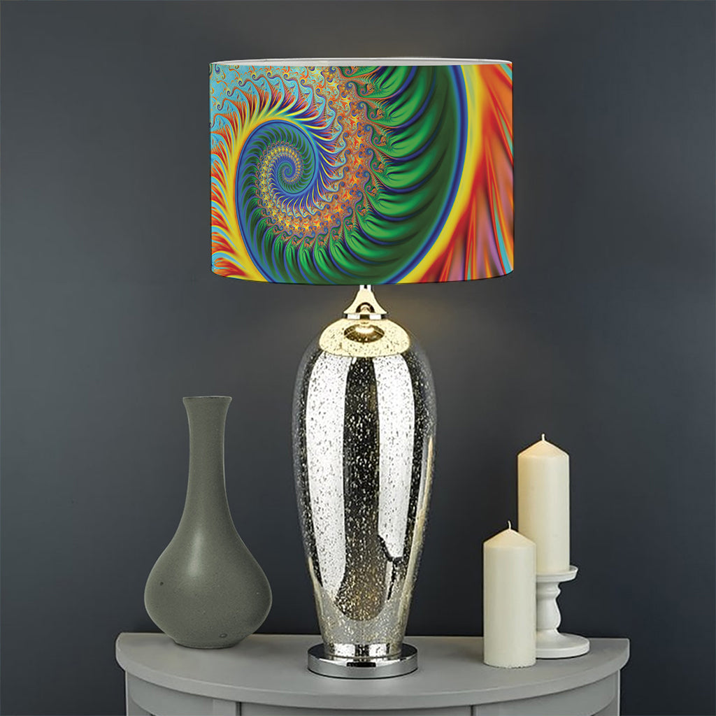 Trippy Fractal Print Drum Lamp Shade