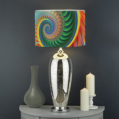 Trippy Fractal Print Drum Lamp Shade