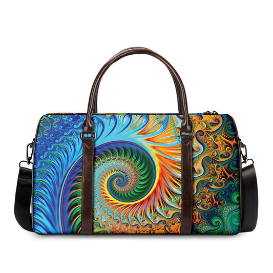 Trippy Fractal Print Duffle Bag