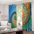 Trippy Fractal Print Extra Wide Grommet Curtains