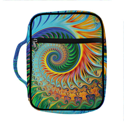 Trippy Fractal Print Front Pocket Bible Bag