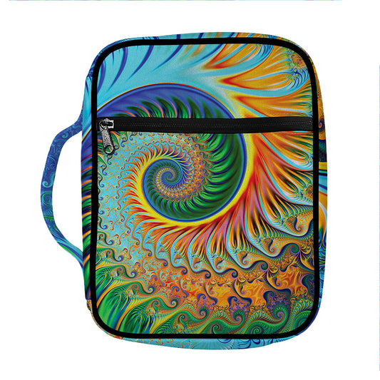 Trippy Fractal Print Front Pocket Bible Bag