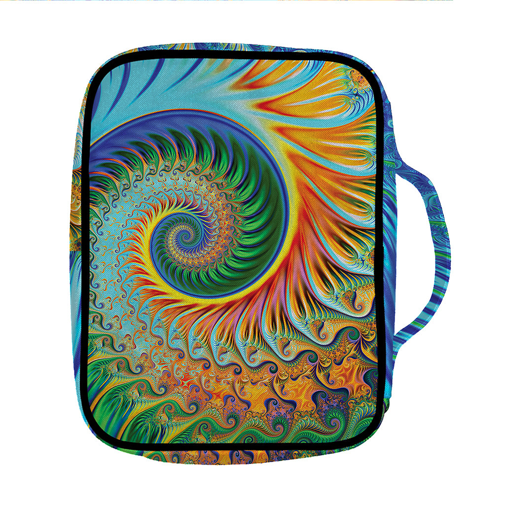 Trippy Fractal Print Front Pocket Bible Bag