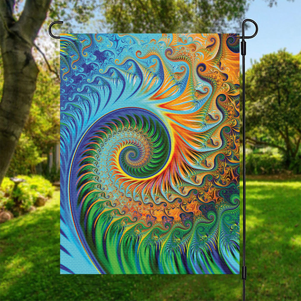 Trippy Fractal Print Garden Flag